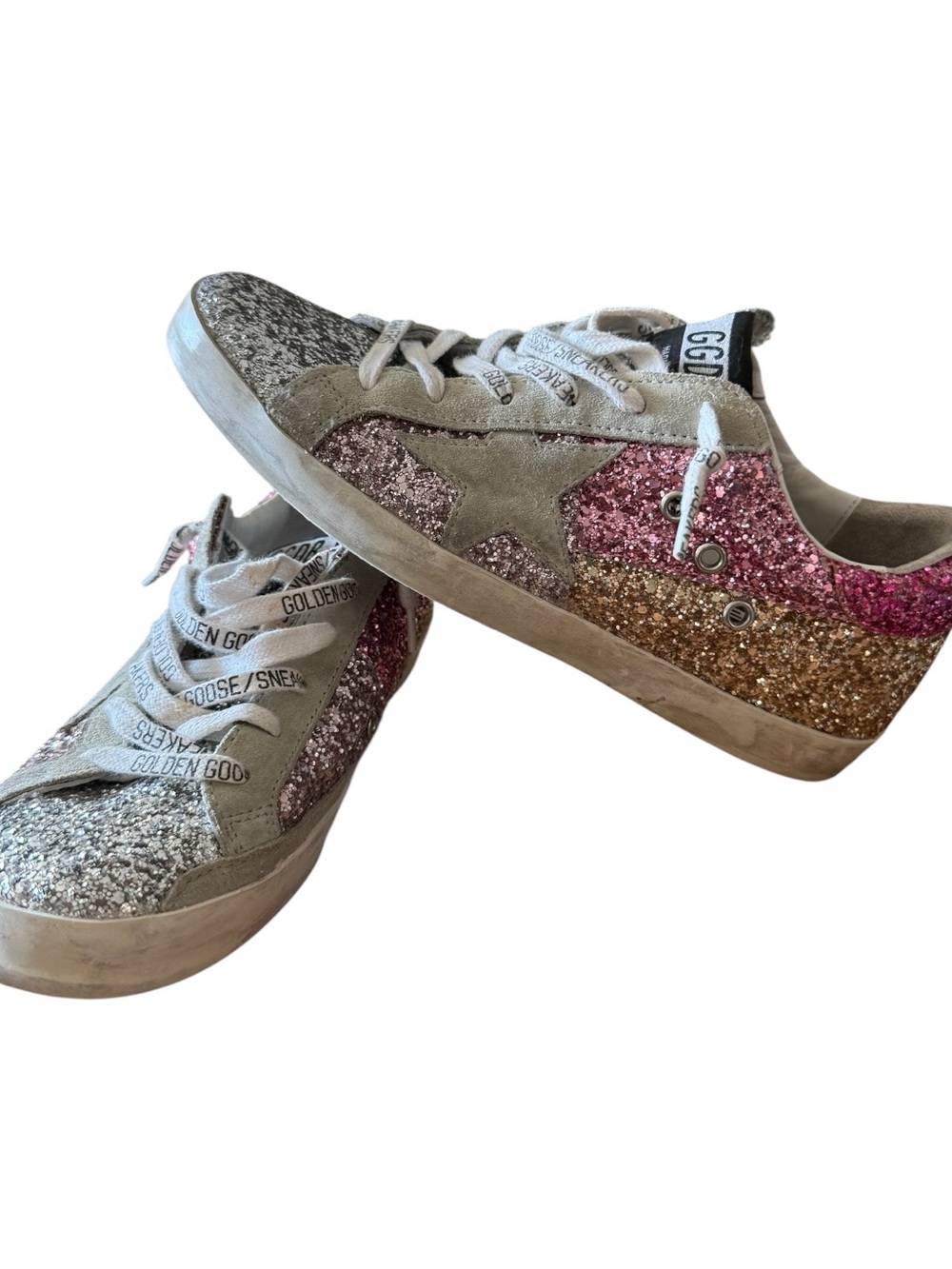 Golden goose, superstar, private edition, multi glitter sneakers size 8